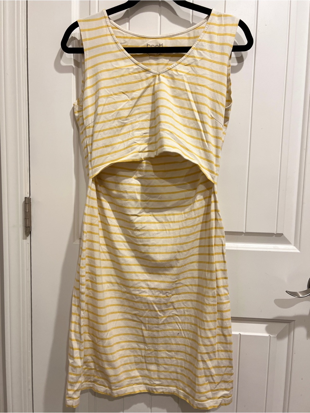 Organic Cotton Yellow & White Striped Sleeveless Nursing Panel Dress